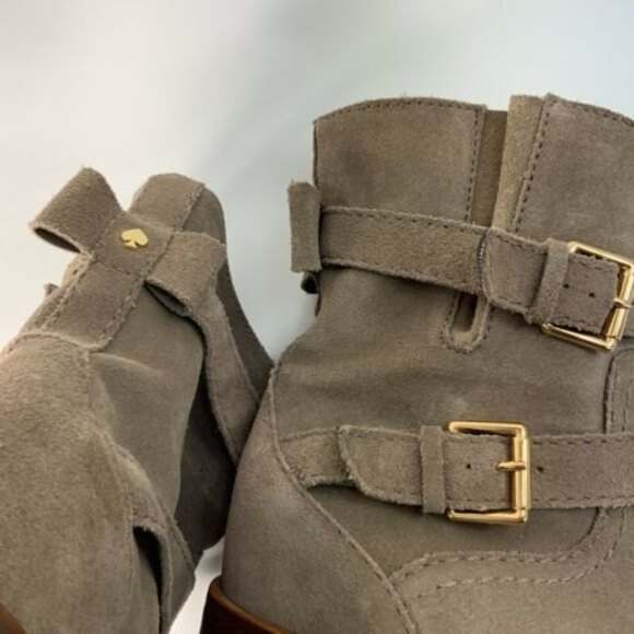 Kate Spade New York Short Boot Size 5.5 Tan Suede Ankle Buckle Brazil - Picture 10 of 13
